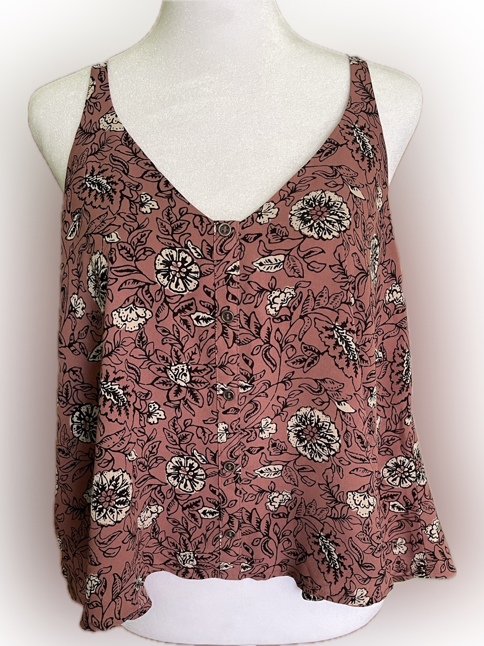 Forever 21 Dusty Rose Floral Button-Front Camisole